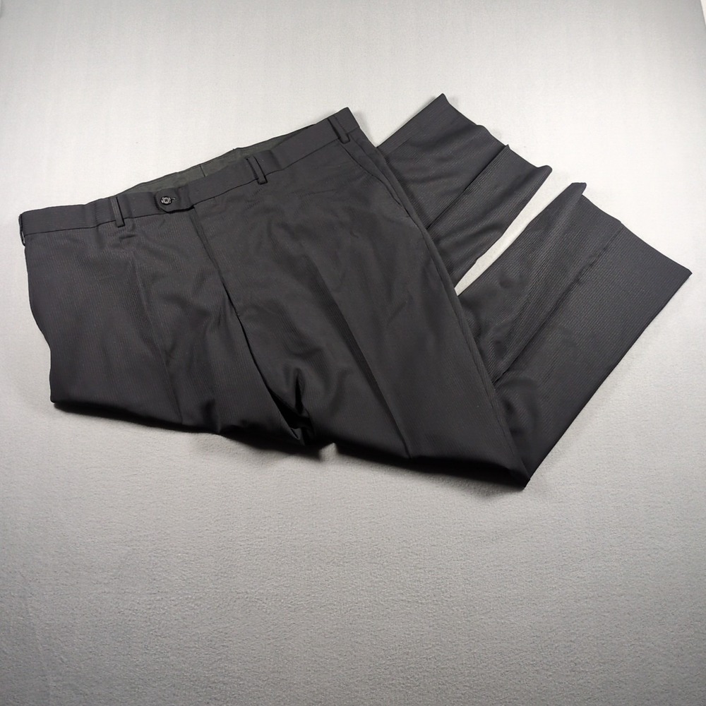 Petrocelli 50R 44Wx32L Black Stripe Wool Blend Mens 2PC Set Pant Suit Coat - Picture 3 of 11
